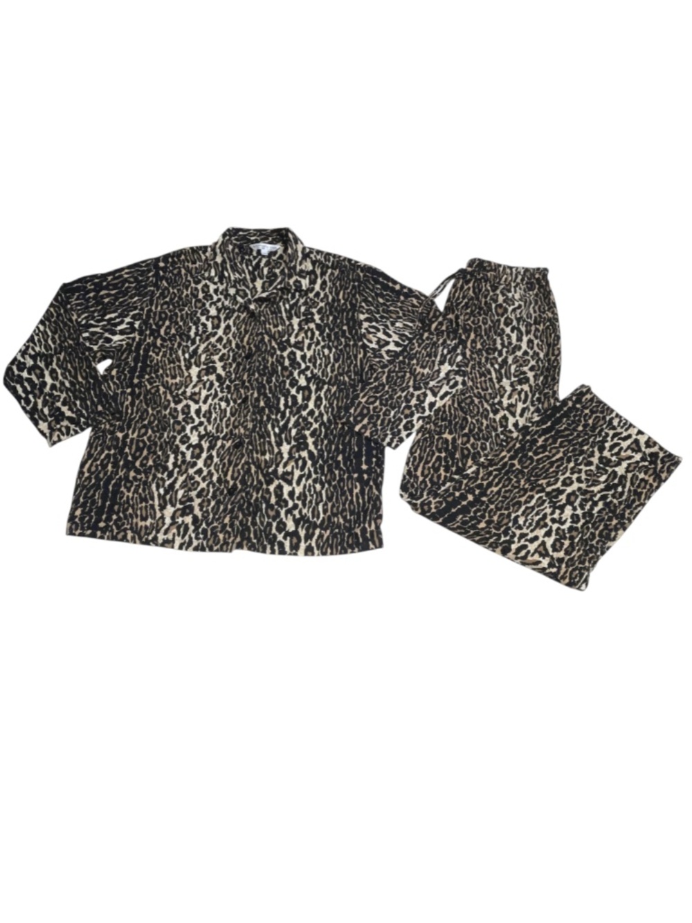 Alexander Del Rossa Cotton Flannel Leopard Cheetah Pajamas Sz L Preppy Sleepwear
